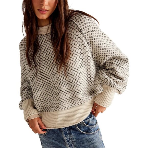 Sweaters - Women's Chunky Knit Pullover Sweater Casual Oversized Crew Neck Long Sleeve
